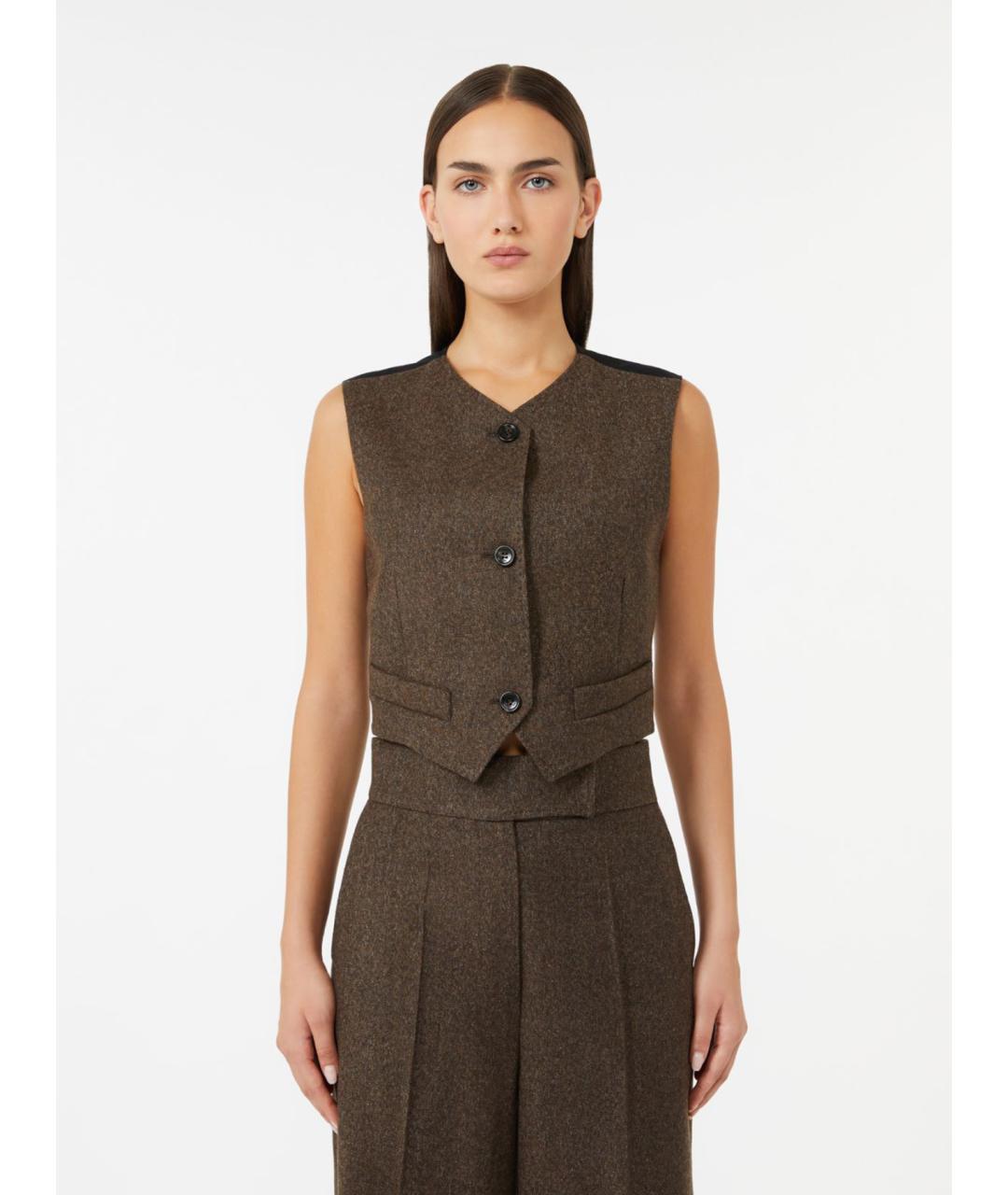 MAX MARA Коричневый шерстяной жилет, фото 2