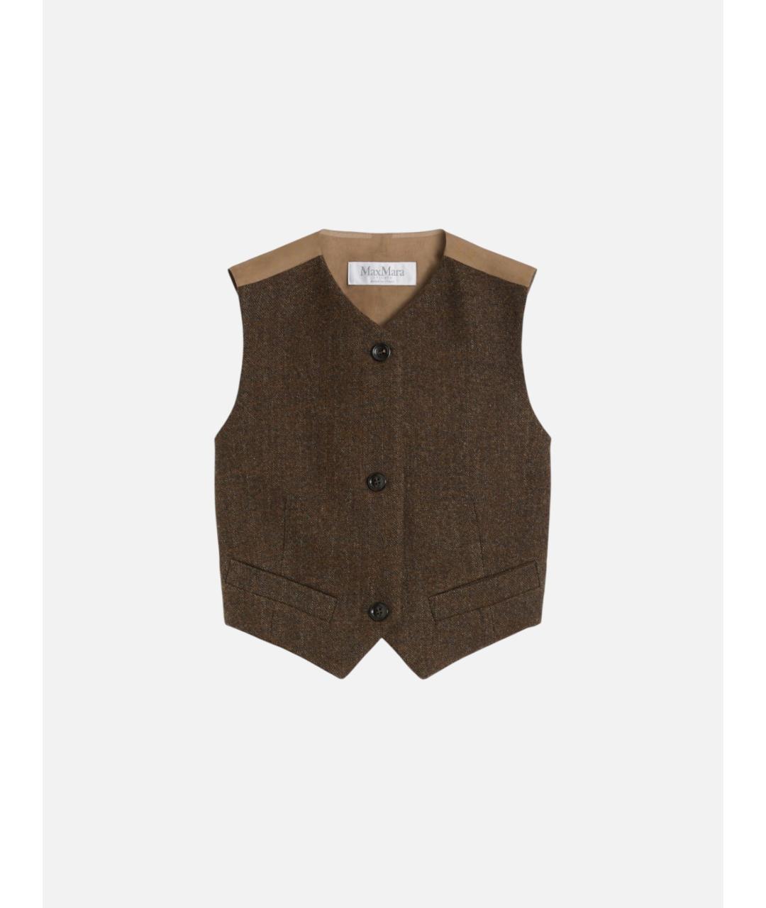 MAX MARA Коричневый шерстяной жакет/пиджак, фото 6