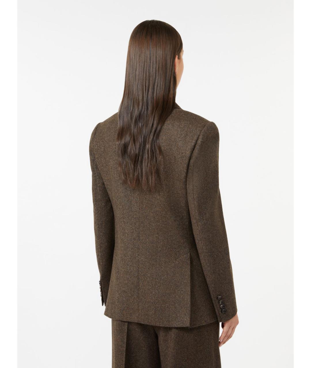 MAX MARA Коричневый шерстяной жакет/пиджак, фото 3