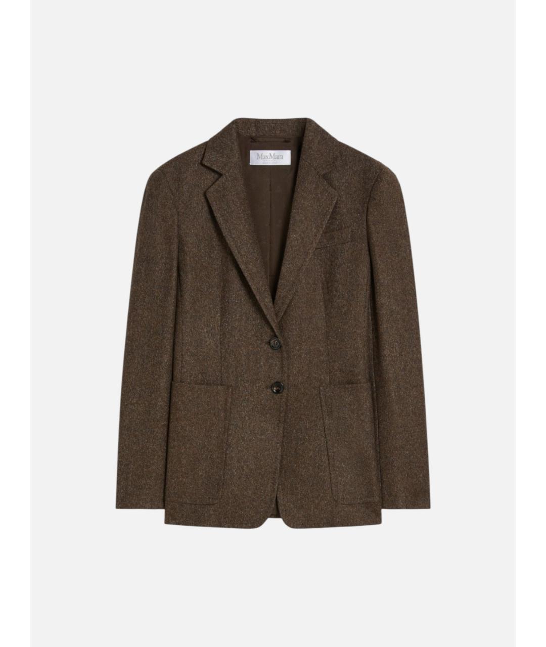 MAX MARA Коричневый шерстяной жакет/пиджак, фото 6