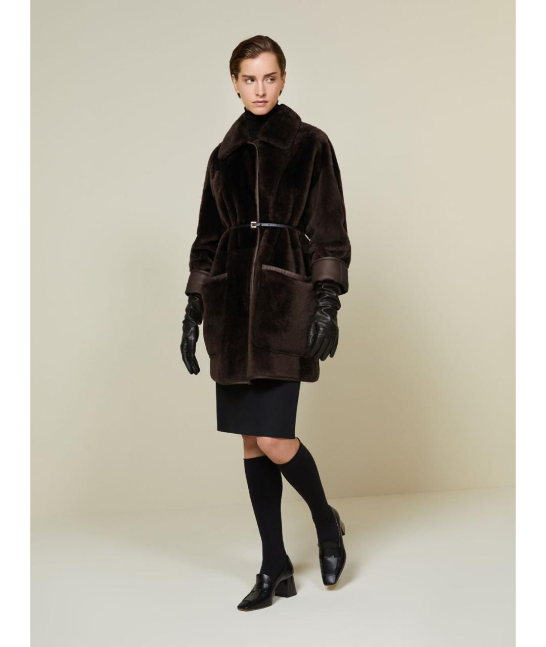 MAX MARA Коричневая меховая дубленка, фото 2