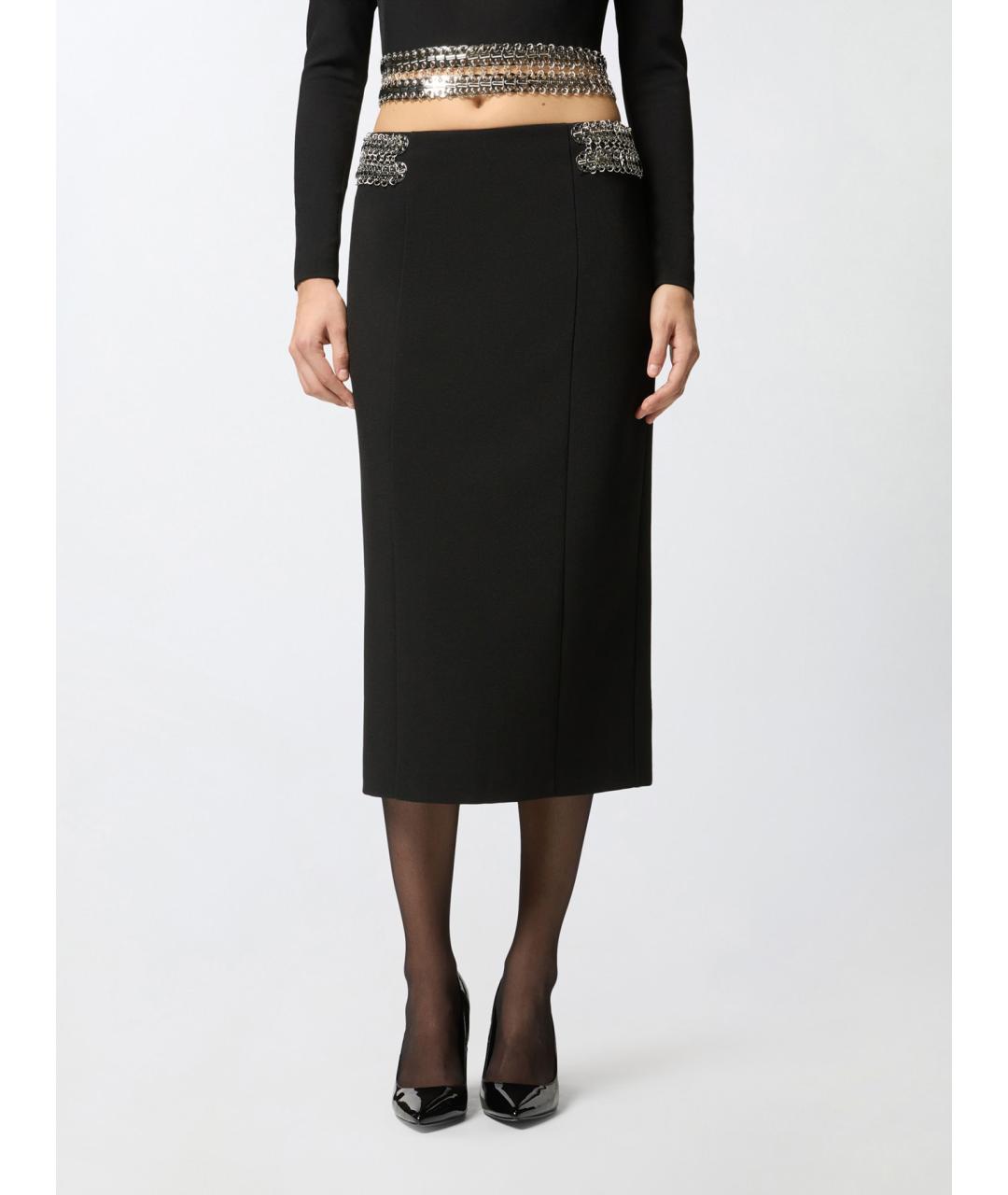 PINKO Черная полиэстеровая юбка миди, фото 3