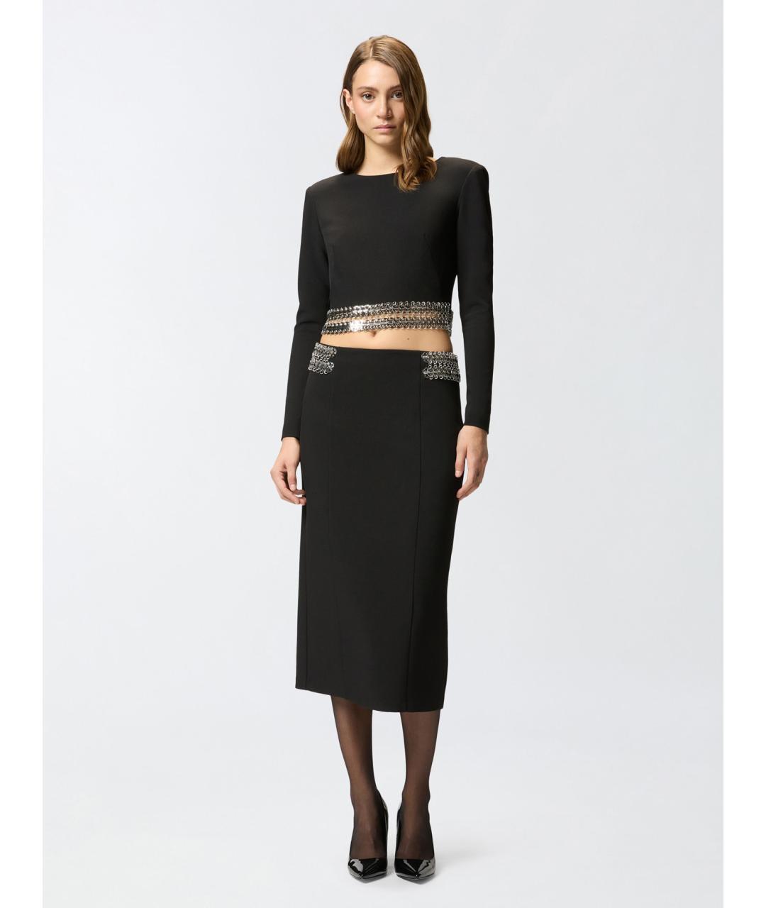 PINKO Черная полиэстеровая юбка миди, фото 2