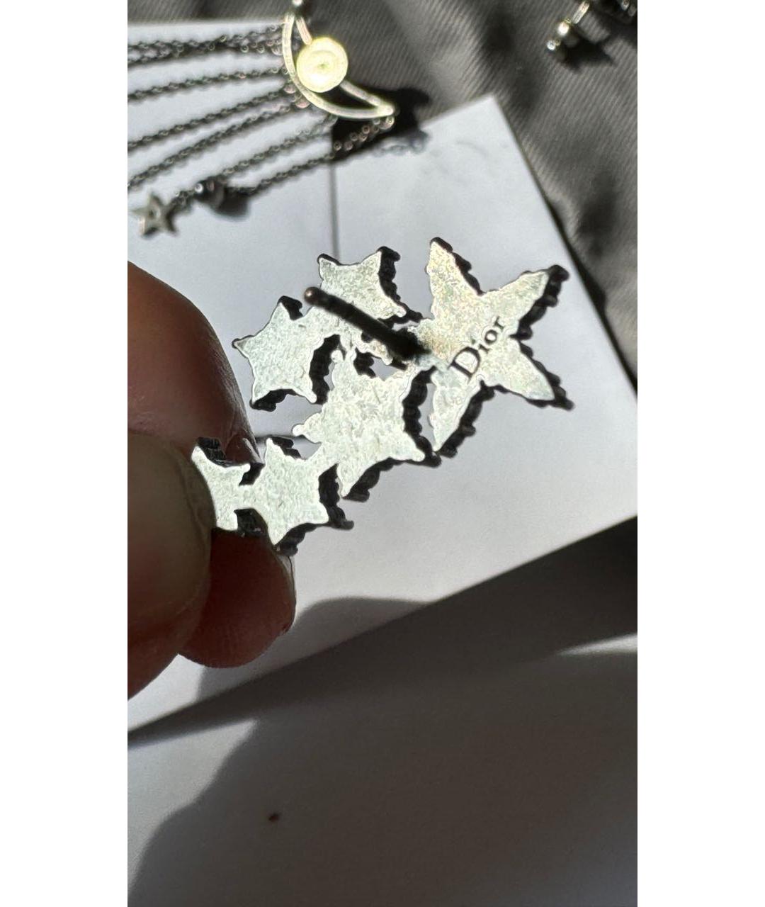 CHRISTIAN DIOR Антрацитовые металлические серьги, фото 4