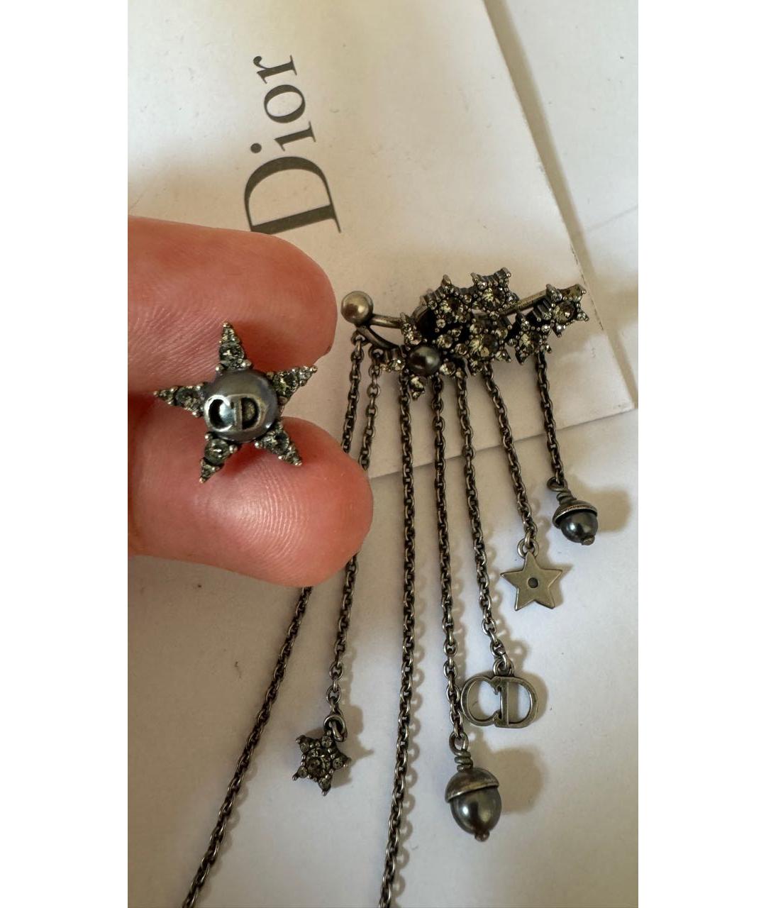 CHRISTIAN DIOR Антрацитовые металлические серьги, фото 2