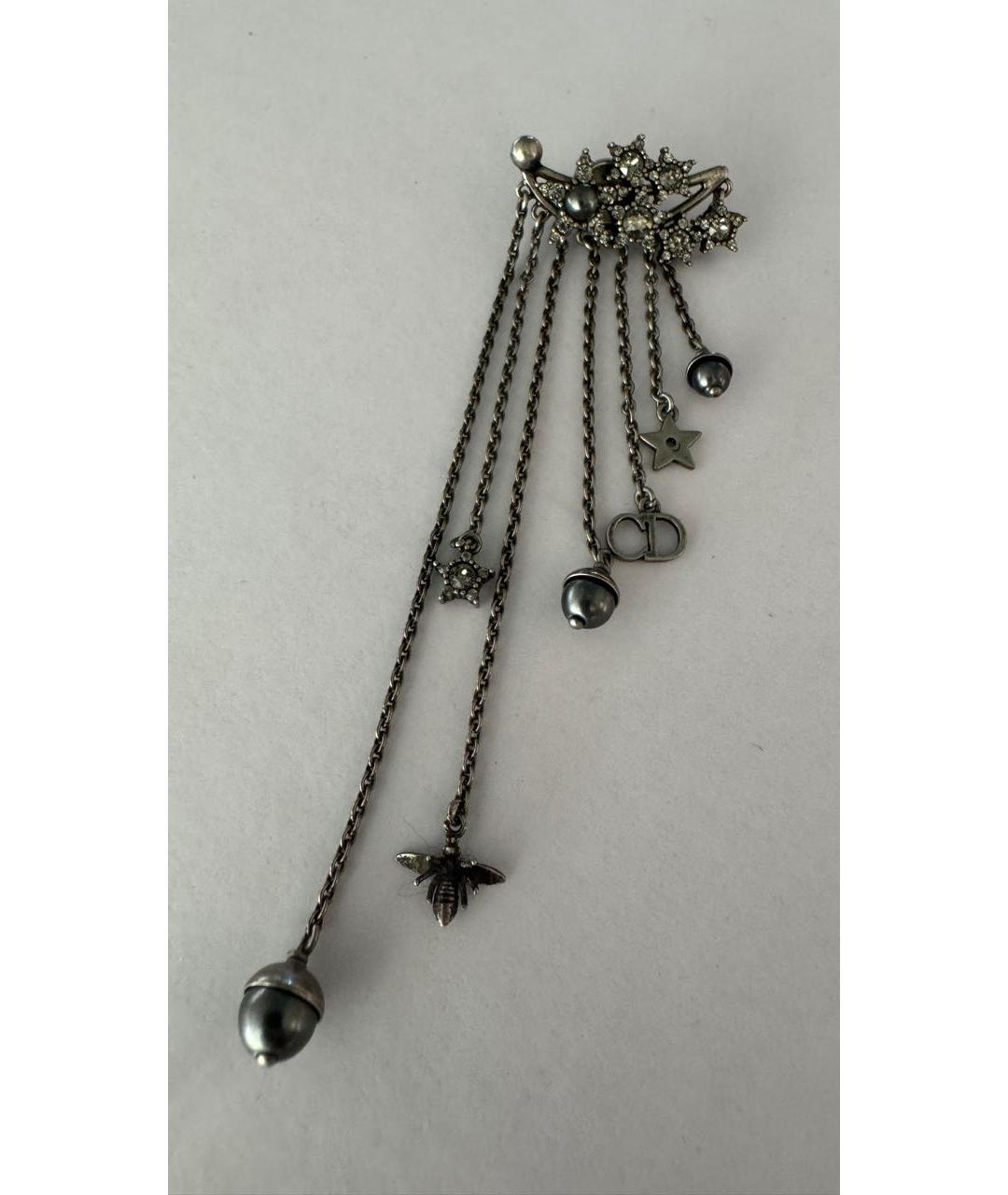 CHRISTIAN DIOR Антрацитовые металлические серьги, фото 3