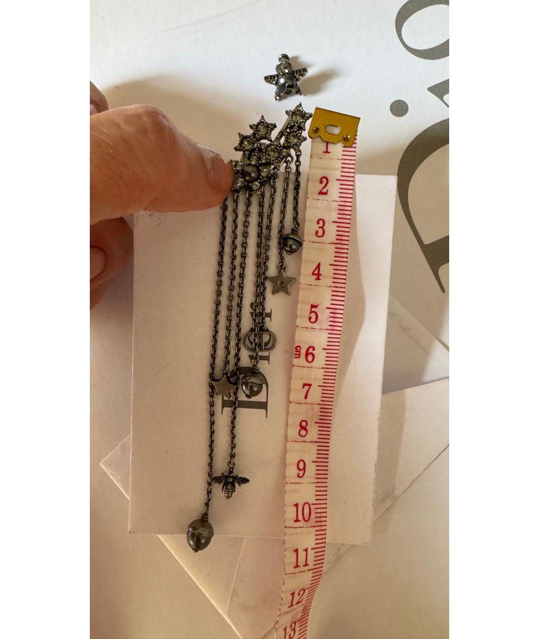 CHRISTIAN DIOR Антрацитовые металлические серьги, фото 5