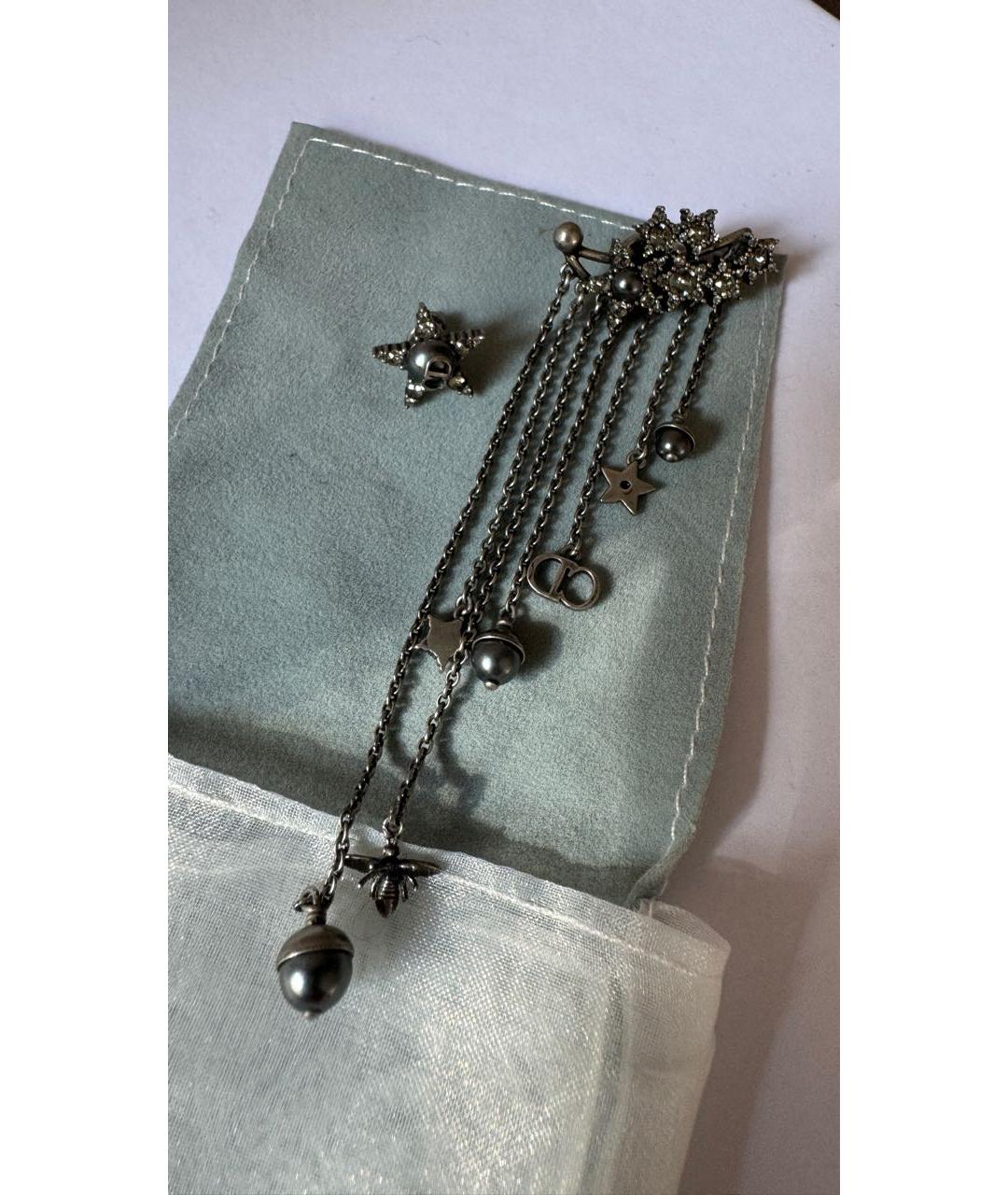 CHRISTIAN DIOR Антрацитовые металлические серьги, фото 9