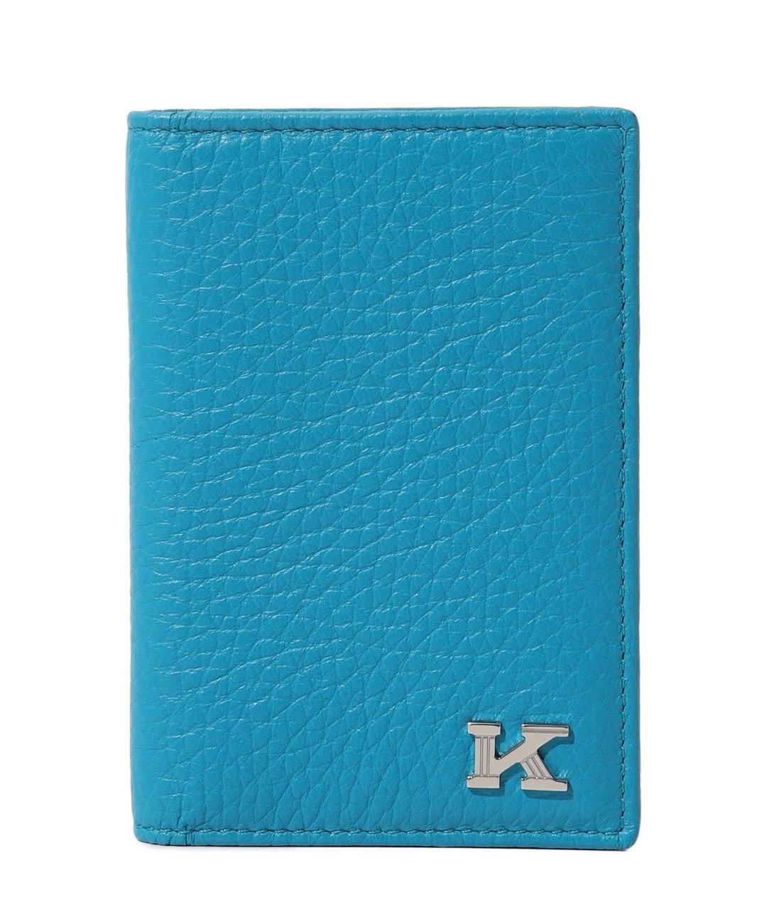 KITON Бирюзовый кожаный кардхолдер, фото 1