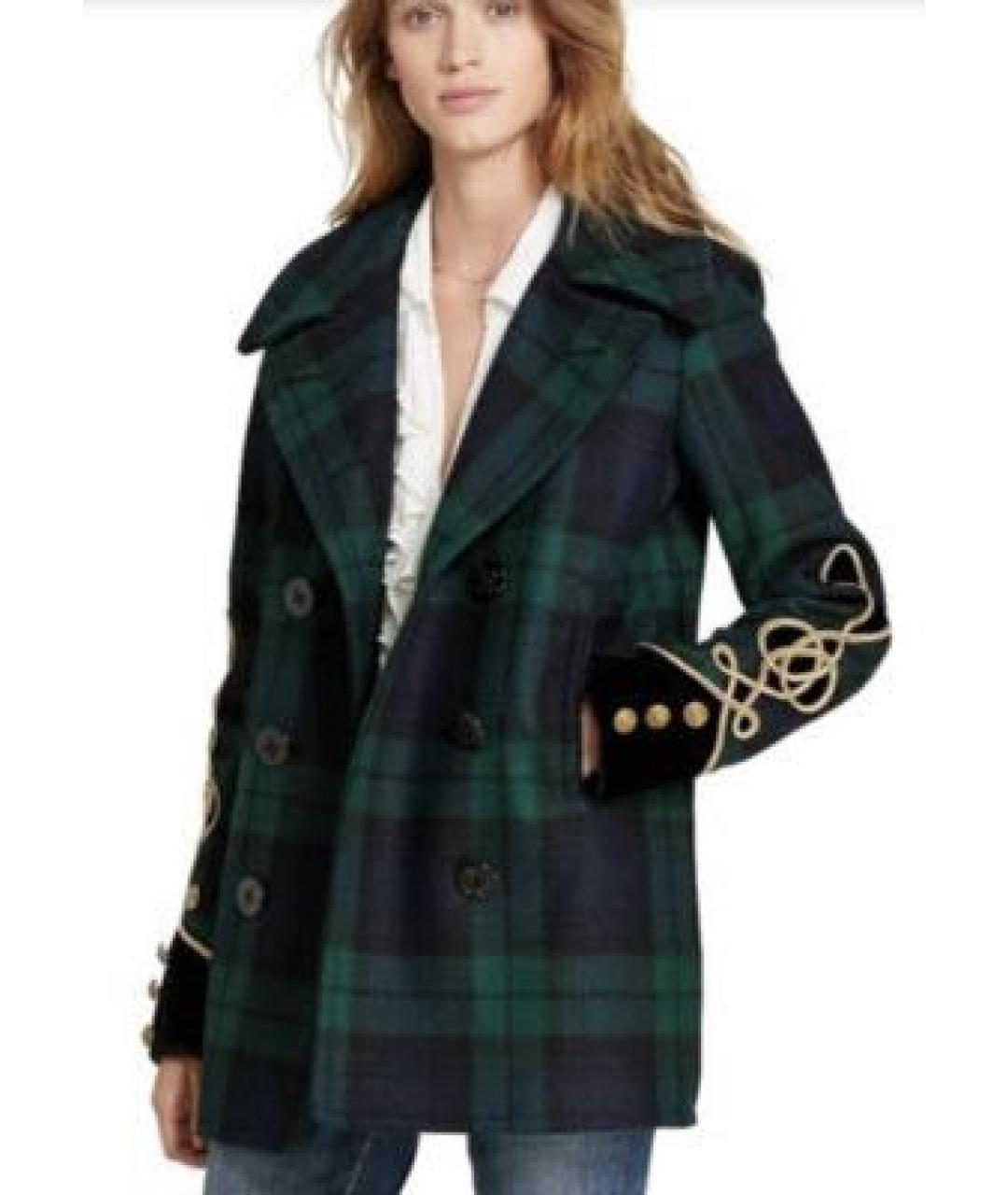RALPH LAUREN Зеленые шерстяное пальто, фото 8