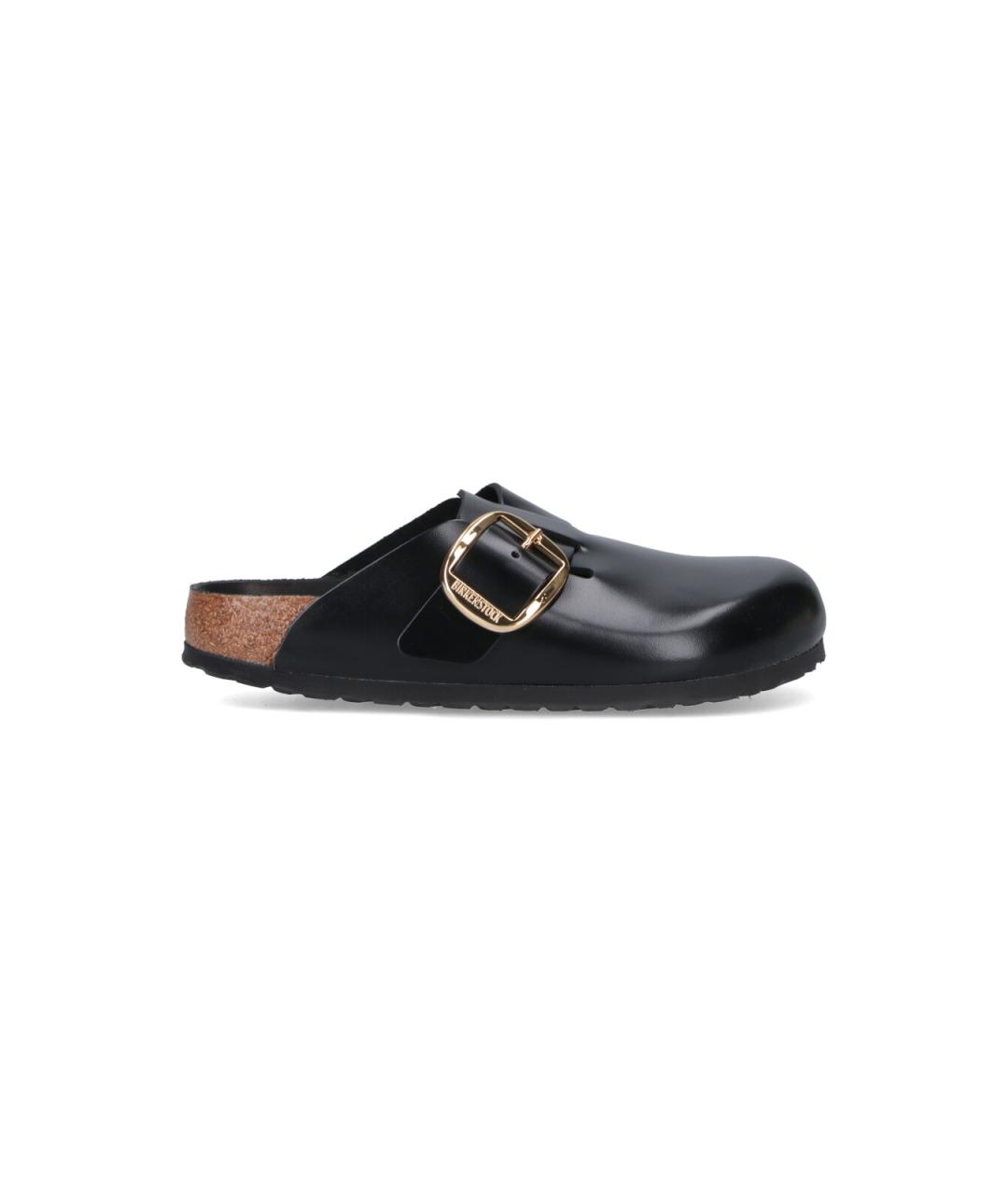 BIRKENSTOCK Черные кожаные сабо, фото 1