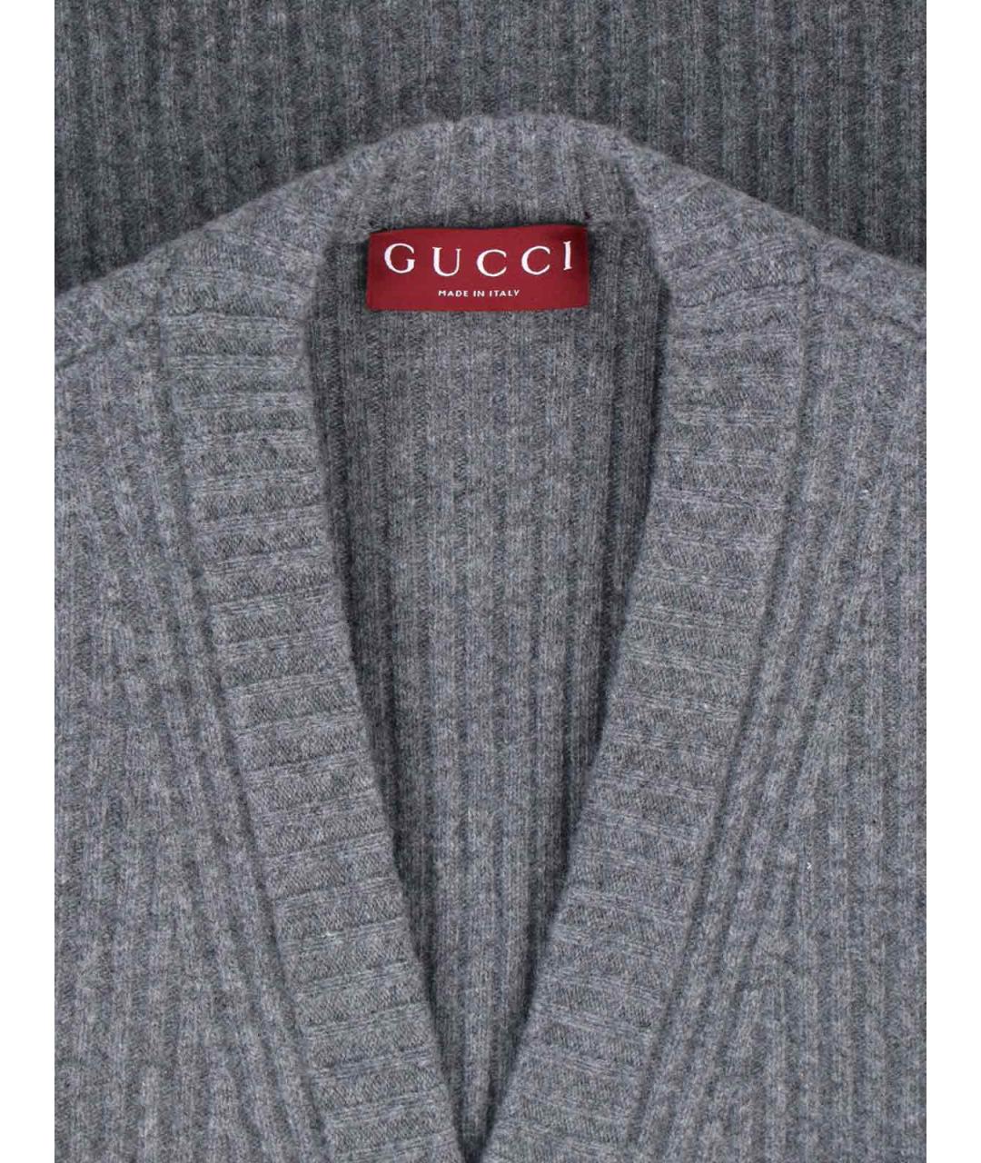 GUCCI Серый шерстяной кардиган, фото 3