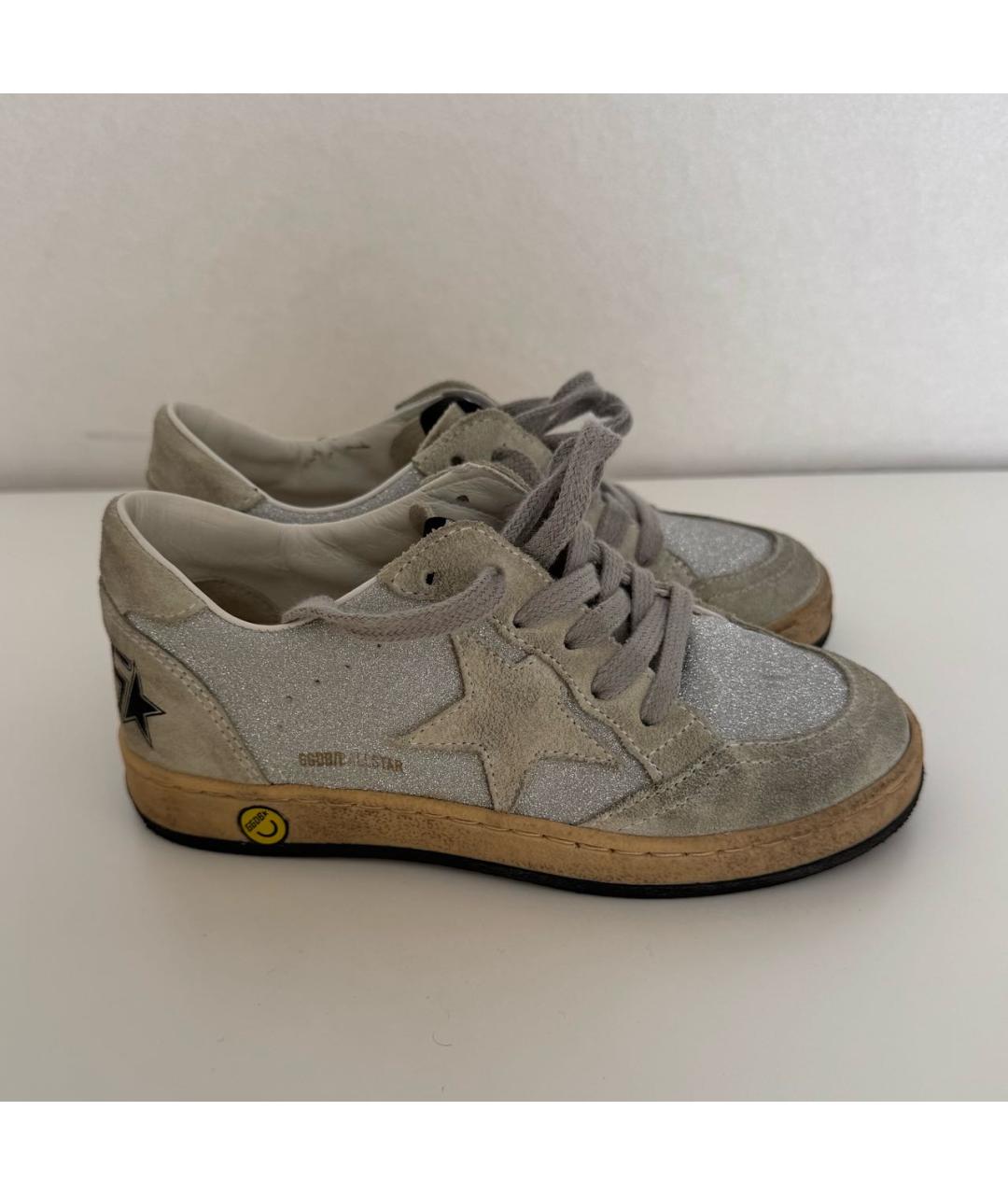 GOLDEN GOOSE DELUXE BRAND Серебряные кожаные кеды, фото 7