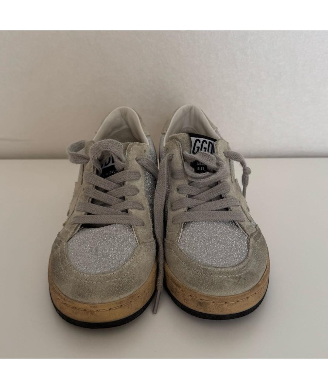 GOLDEN GOOSE DELUXE BRAND Серебряные кожаные кеды, фото 2