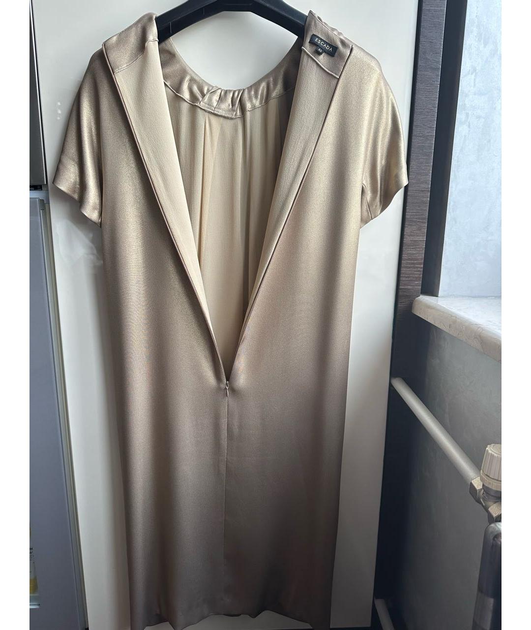 ESCADA Золотое шелковое коктейльное платье, фото 5