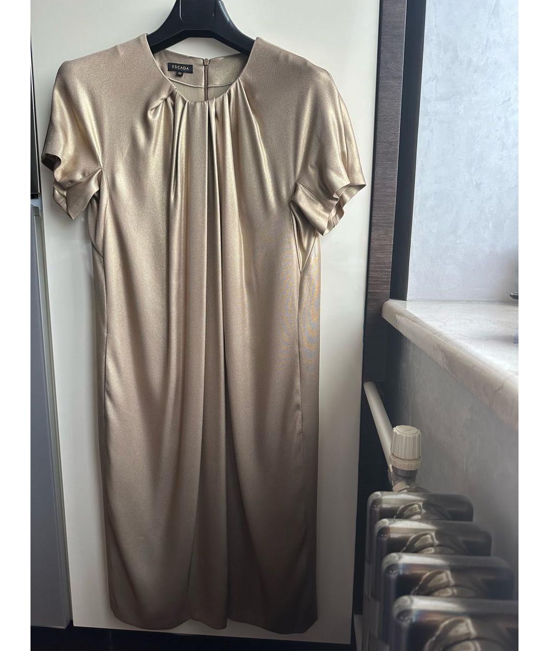 ESCADA Золотое шелковое коктейльное платье, фото 8