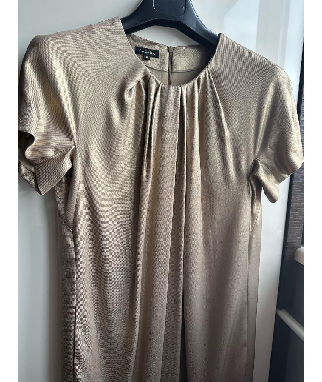 ESCADA Золотое шелковое коктейльное платье, фото 7