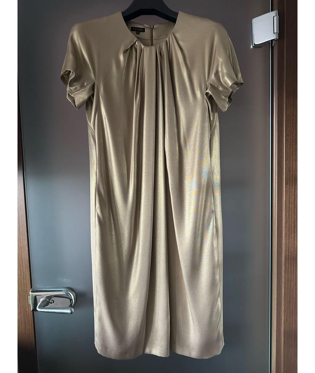 ESCADA Золотое шелковое коктейльное платье, фото 9