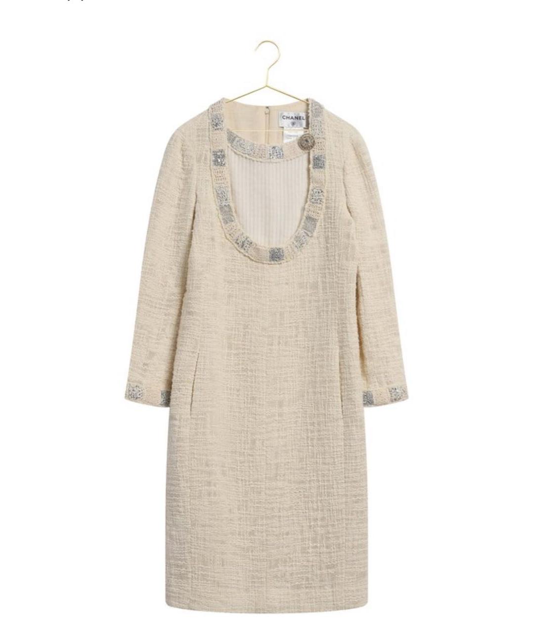 CHANEL Бежевое хлопковое коктейльное платье, фото 1