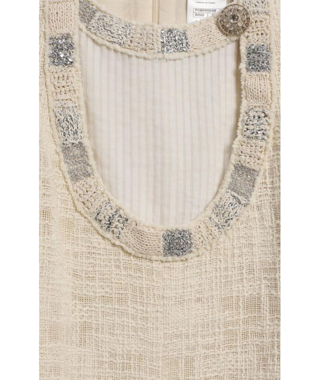 CHANEL Бежевое хлопковое коктейльное платье, фото 3