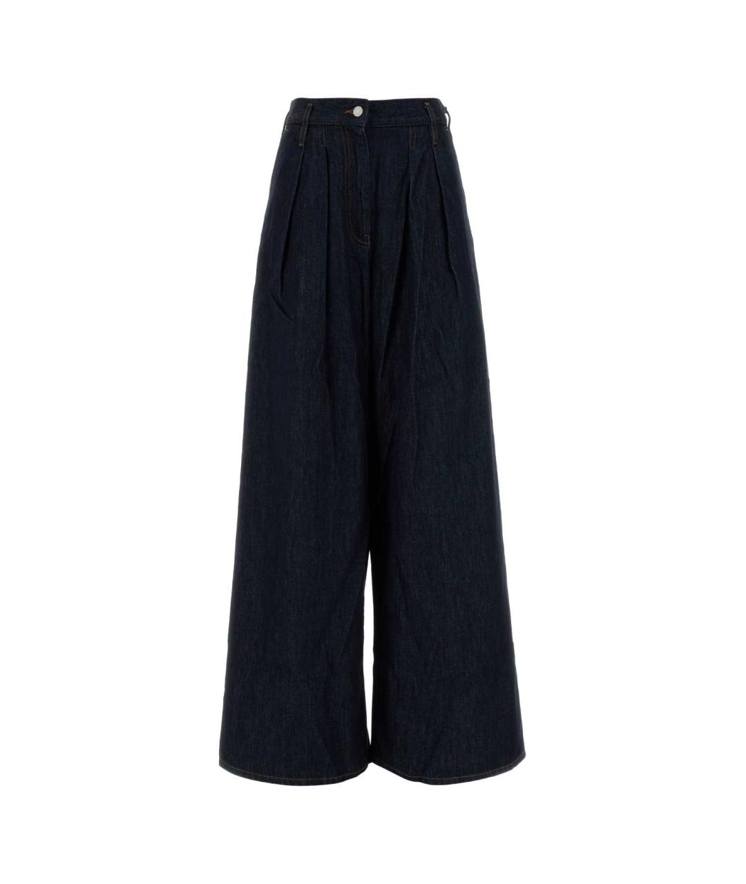 DRIES VAN NOTEN Синие хлопковые прямые брюки, фото 1