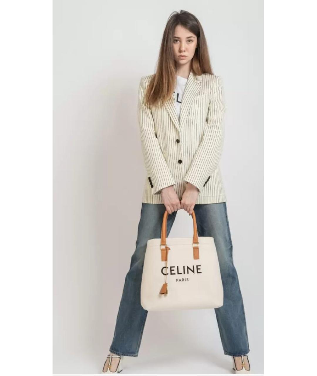 CELINE Белый шерстяной жакет/пиджак, фото 5