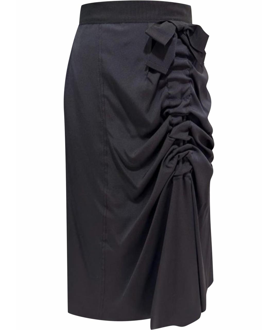 NINA RICCI Черная шелковая юбка миди, фото 1