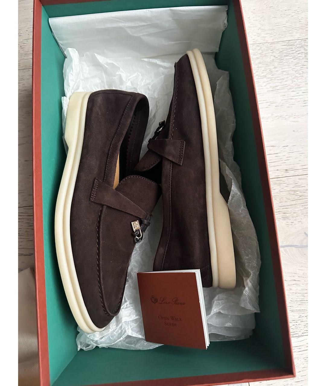 LORO PIANA Коричневые замшевые лоферы, фото 8