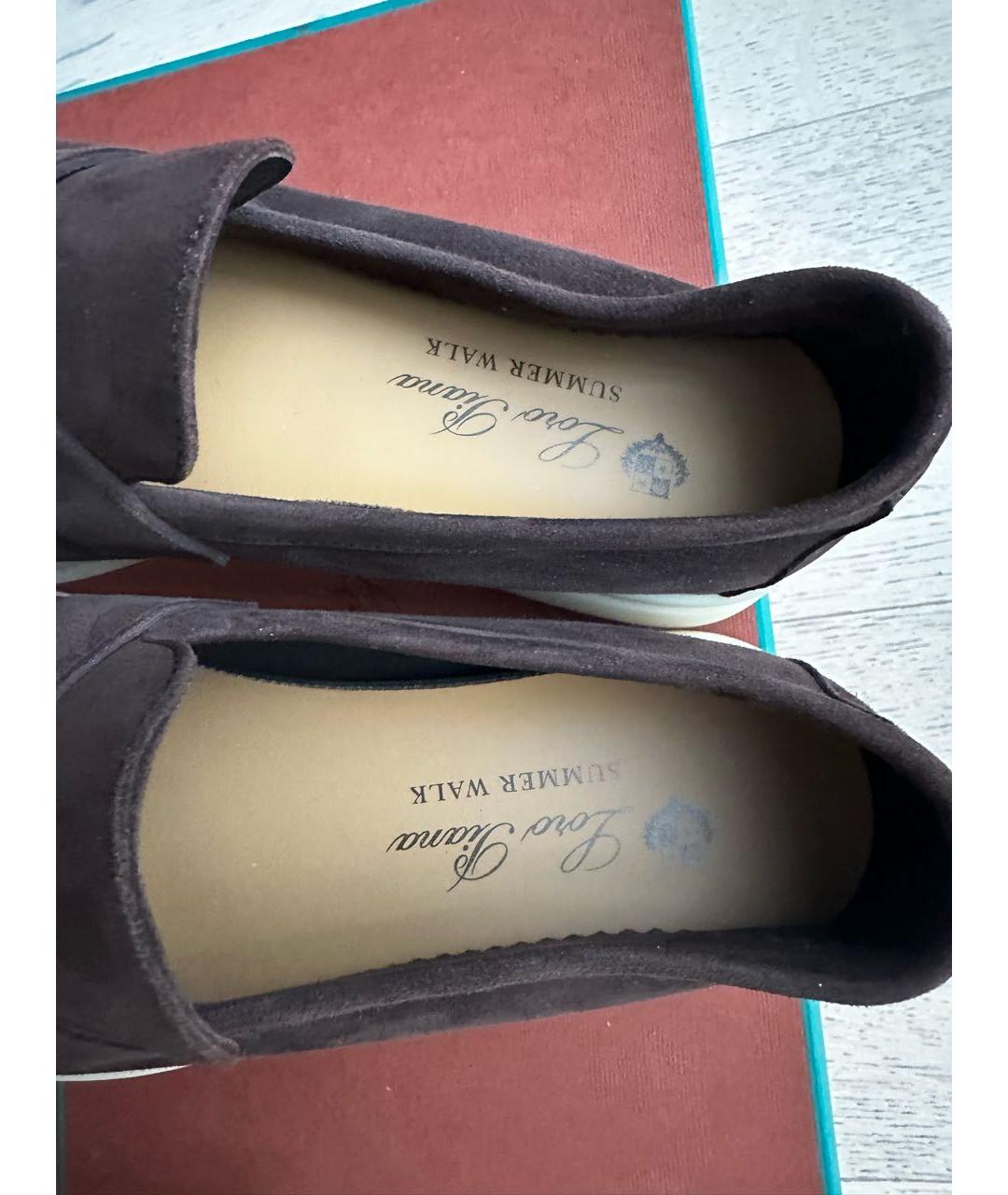 LORO PIANA Коричневые замшевые лоферы, фото 7