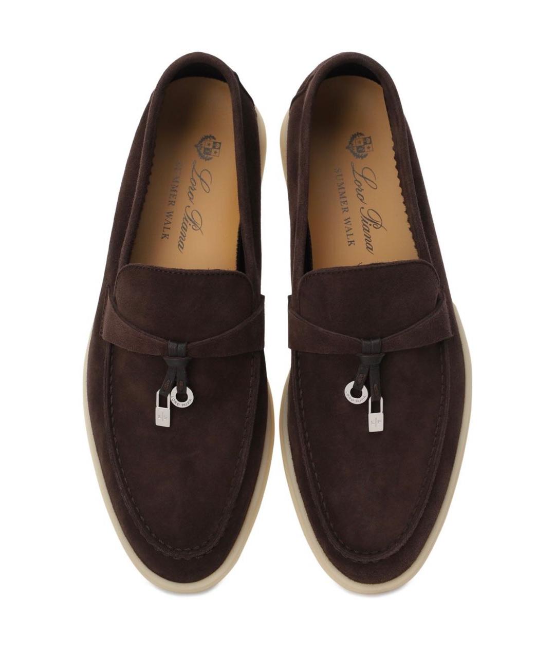 LORO PIANA Коричневые замшевые лоферы, фото 3