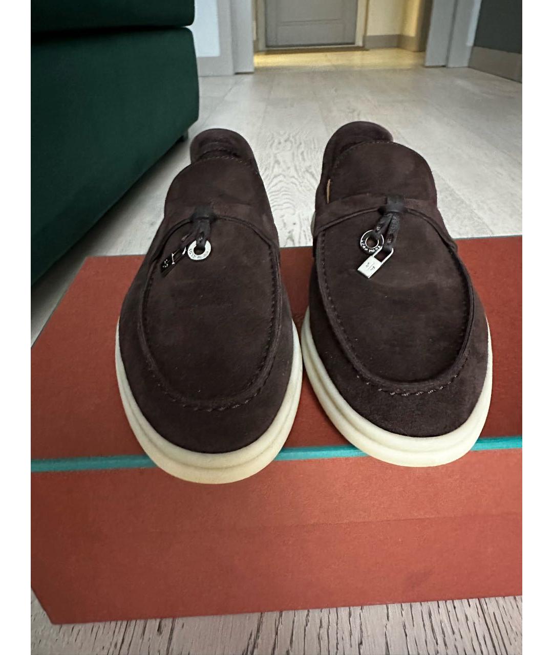 LORO PIANA Коричневые замшевые лоферы, фото 4