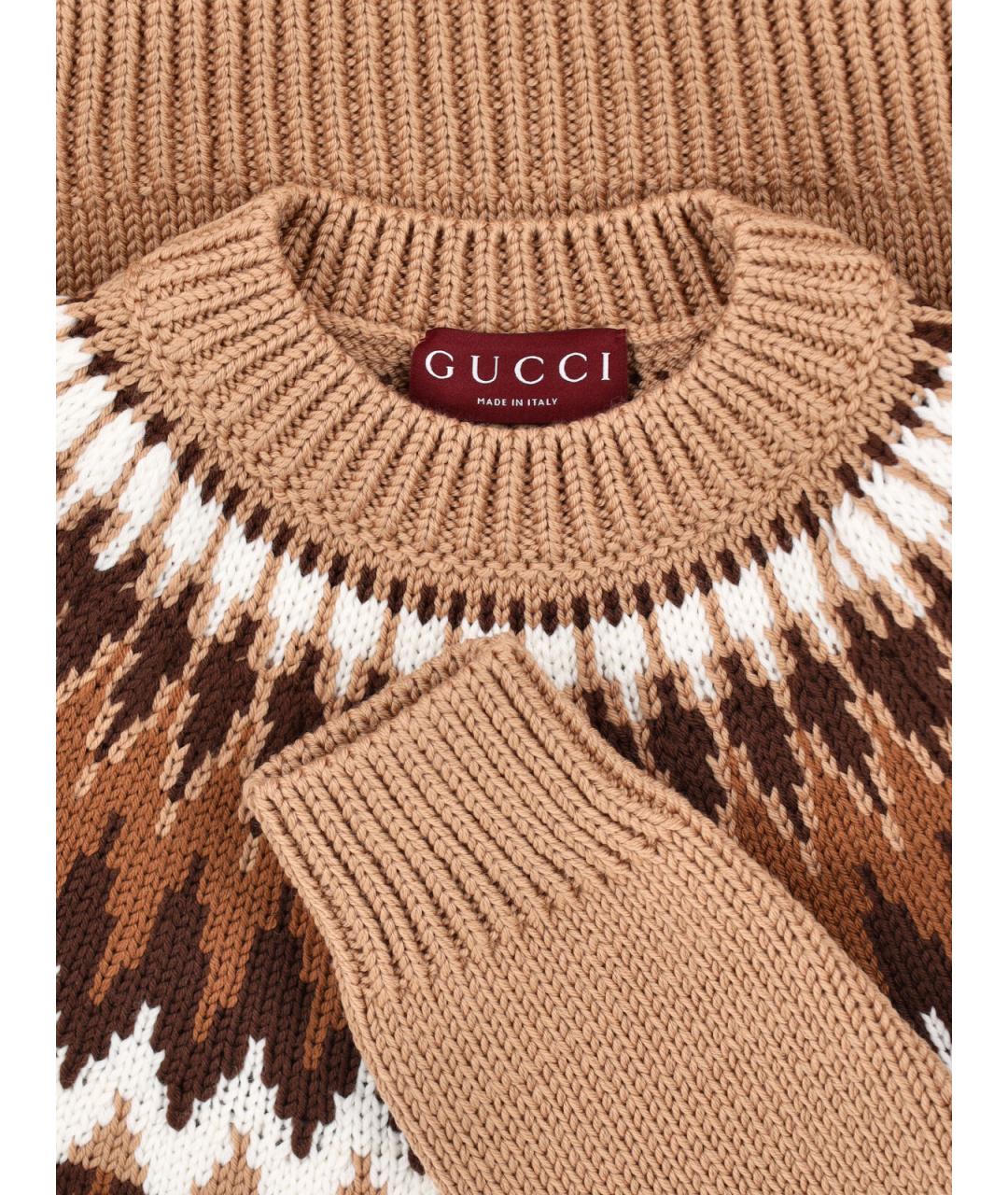 GUCCI Коричневый шерстяной джемпер / свитер, фото 3