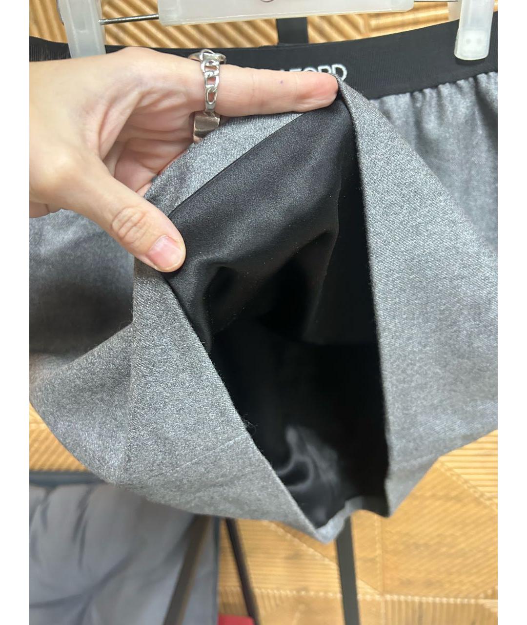 TOM FORD Серая юбка мини, фото 3