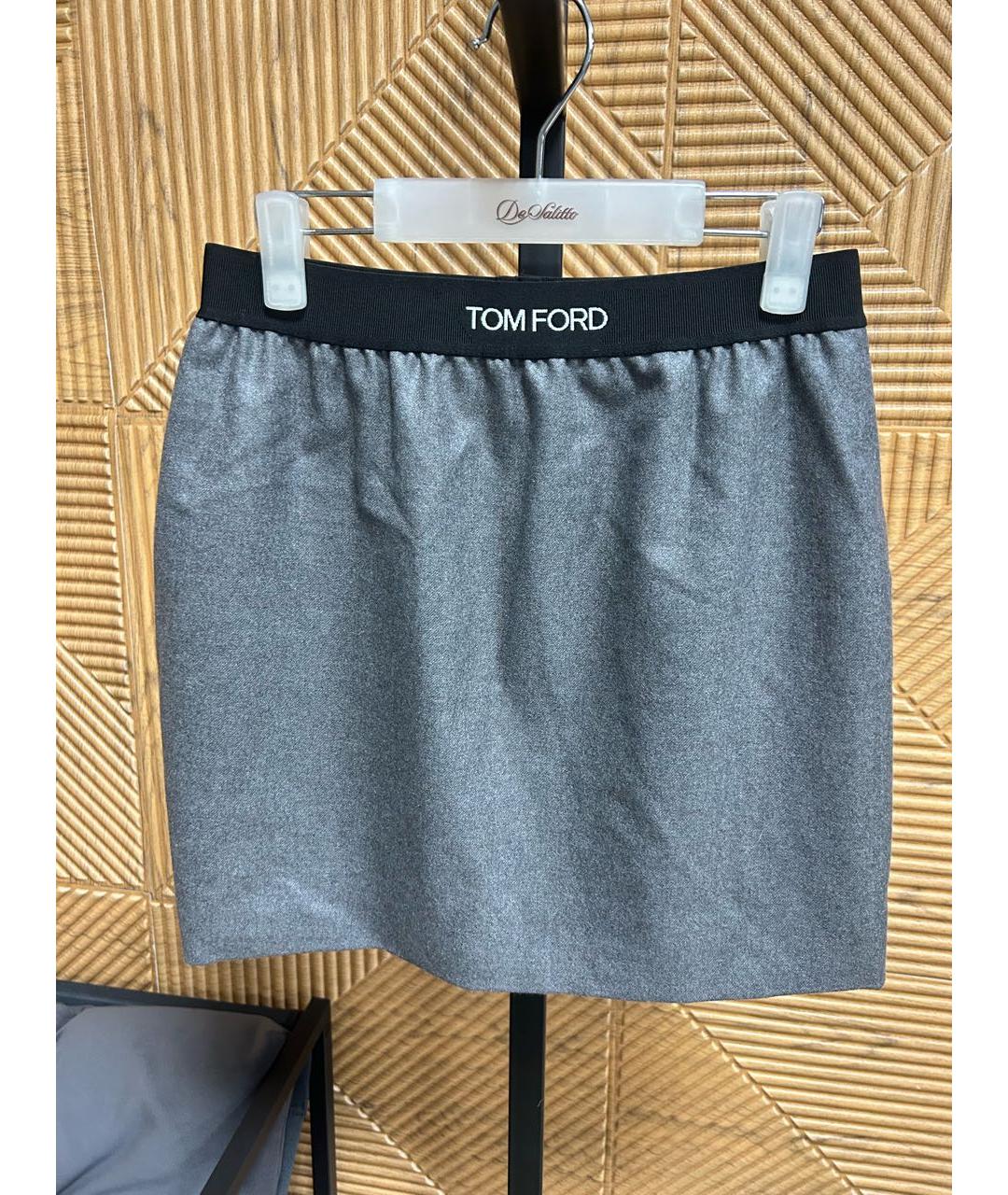 TOM FORD Серая юбка мини, фото 5