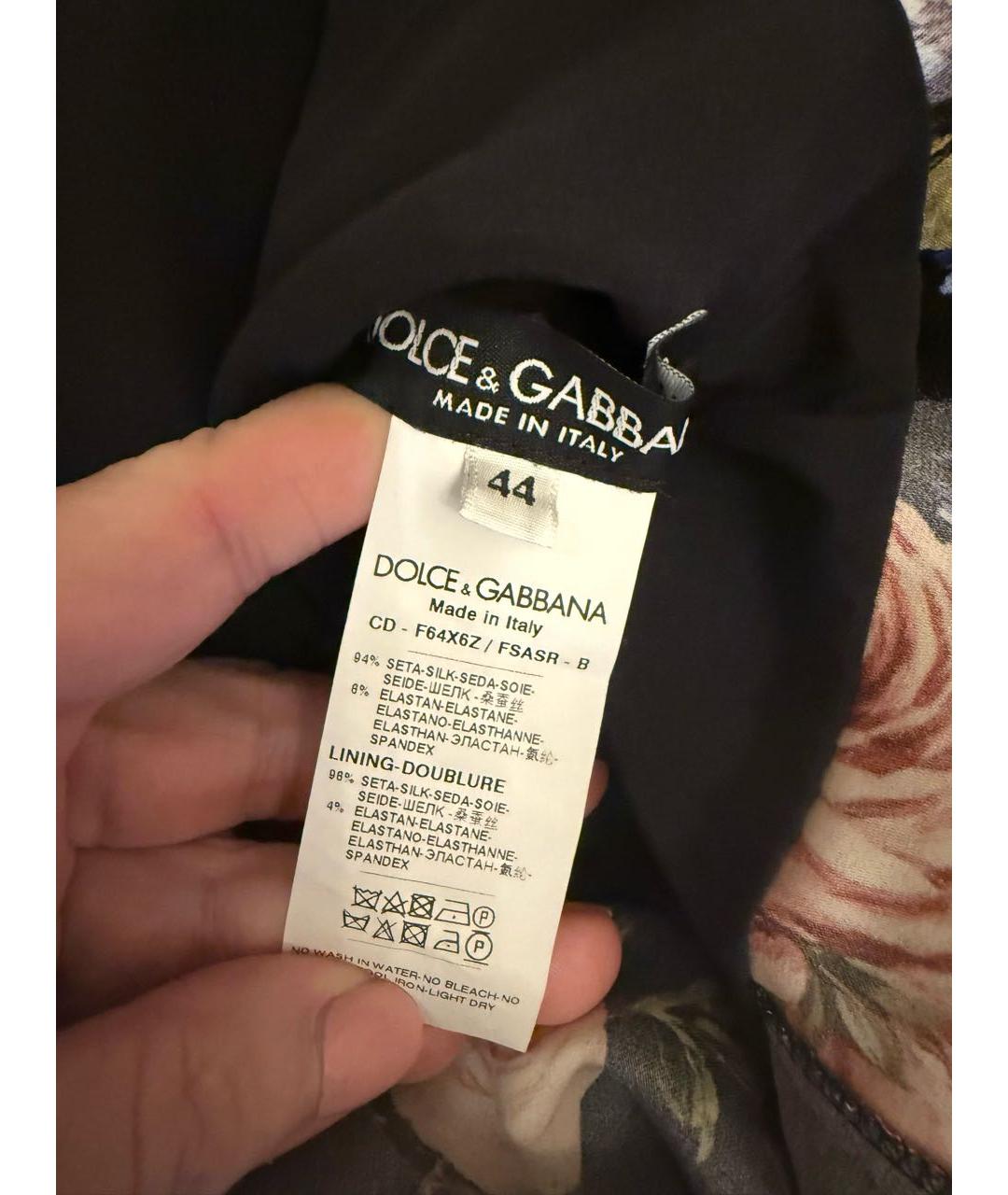 DOLCE&GABBANA Черное шелковое коктейльное платье, фото 3