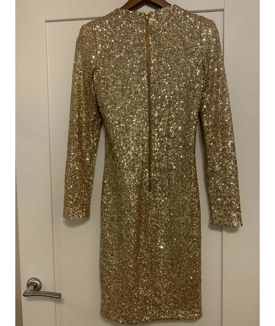 MAJE Золотое хлопко-эластановое коктейльное платье, фото 2