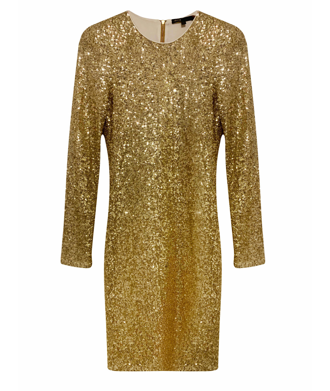 MAJE Золотое хлопко-эластановое коктейльное платье, фото 1