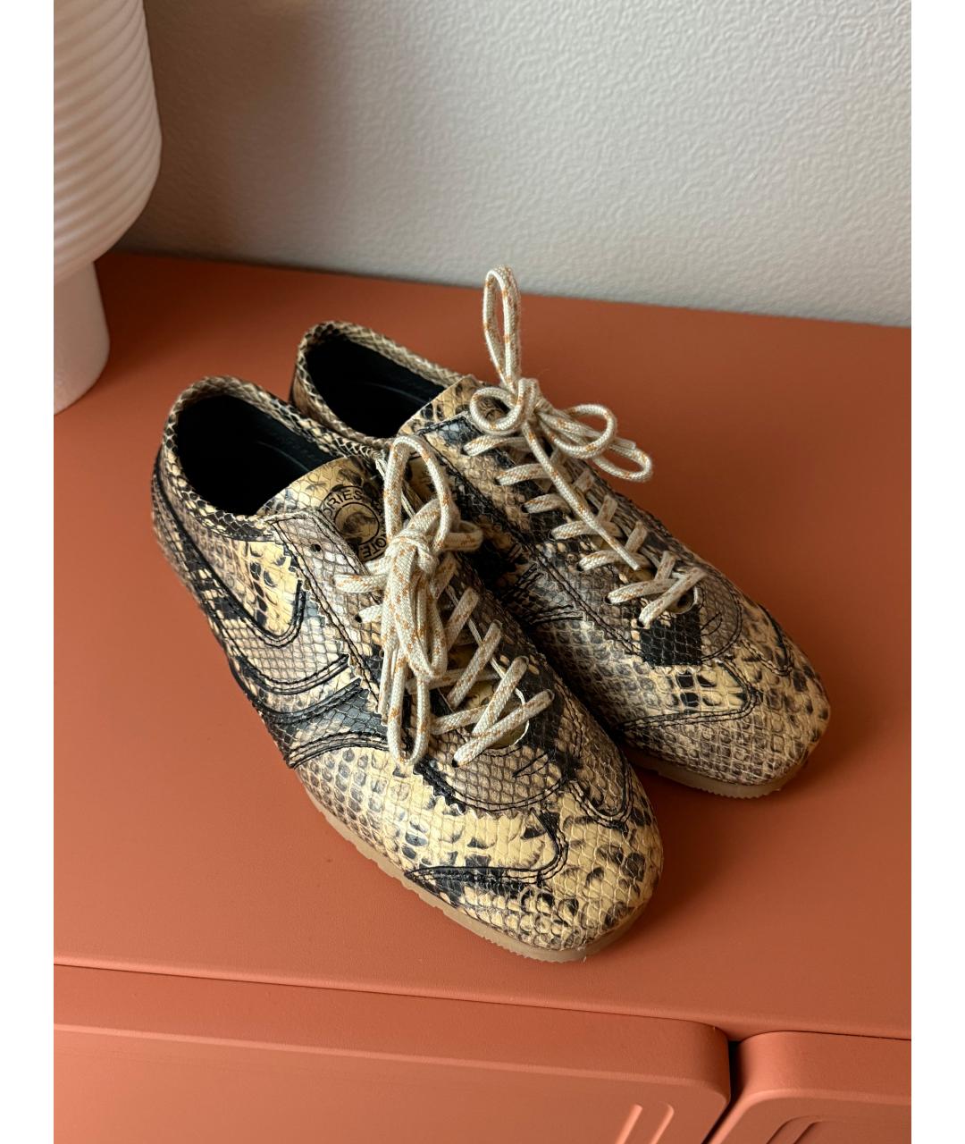 DRIES VAN NOTEN Бежевые кожаные кеды, фото 7