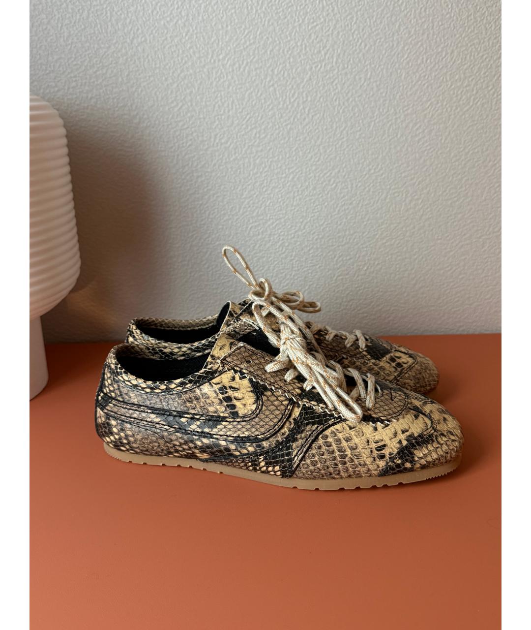 DRIES VAN NOTEN Бежевые кожаные кеды, фото 6