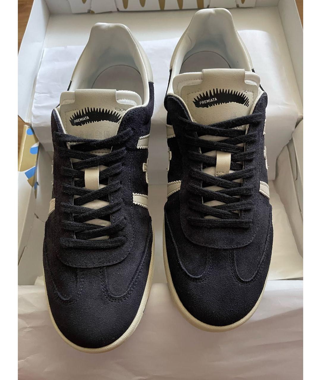 PREMIATA Темно-синие замшевые низкие кроссовки / кеды, фото 2