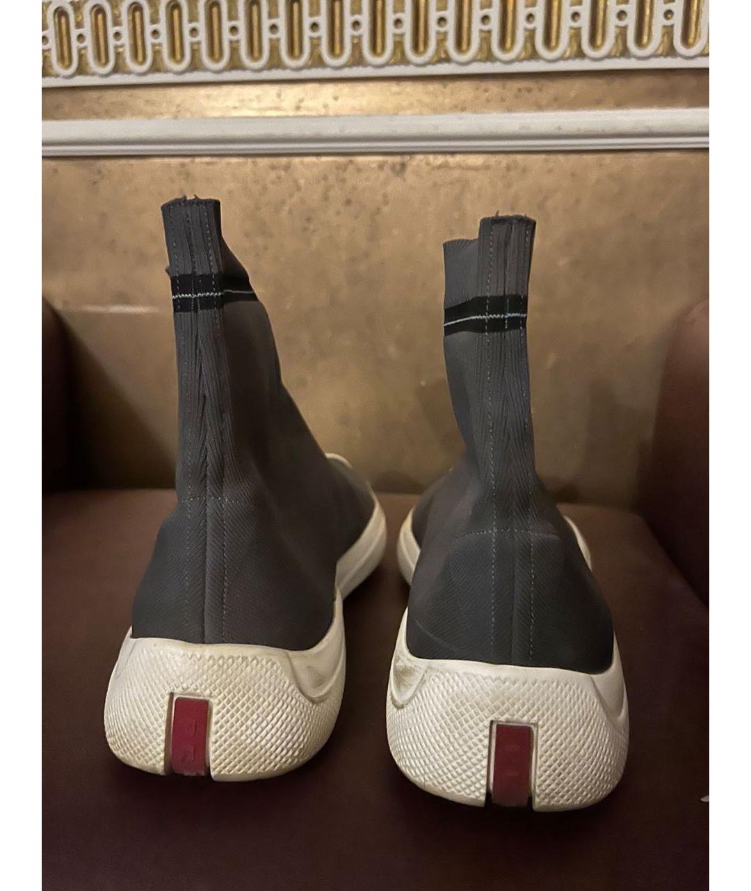 PRADA Антрацитовые синтетические кроссовки, фото 4
