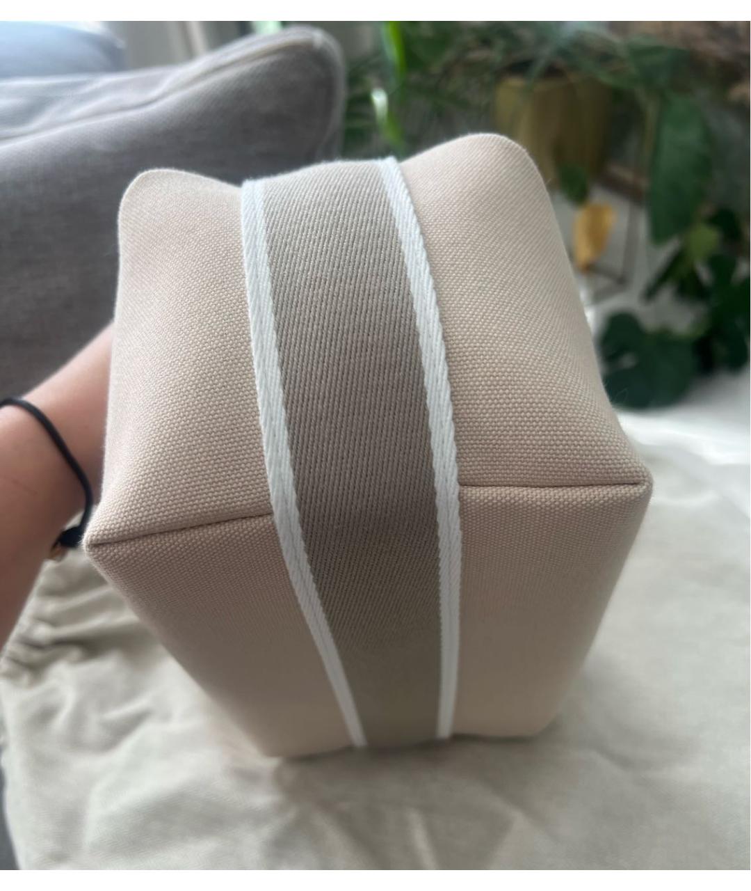 HERMES Бежевая хлопковая косметичка, фото 3