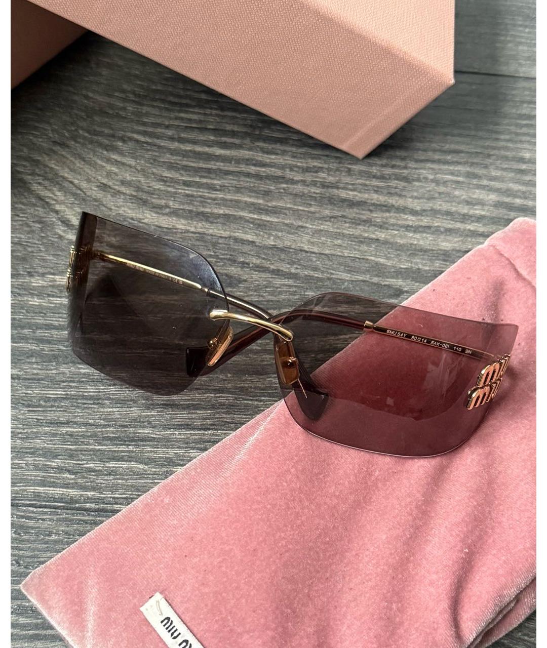 MIU MIU Розовые пластиковые солнцезащитные очки, фото 7