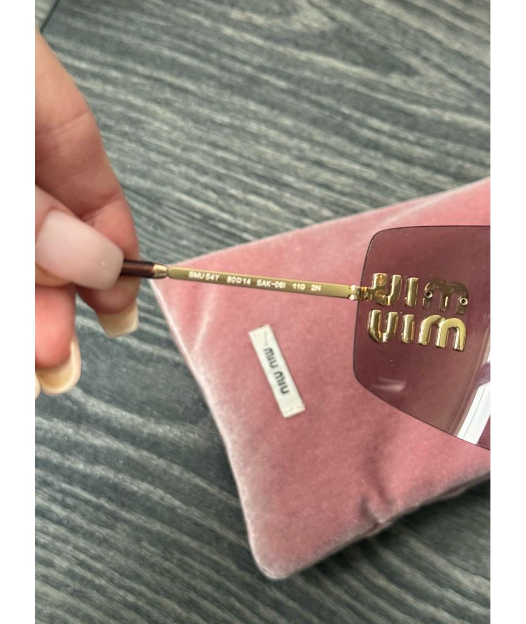 MIU MIU Розовые пластиковые солнцезащитные очки, фото 3