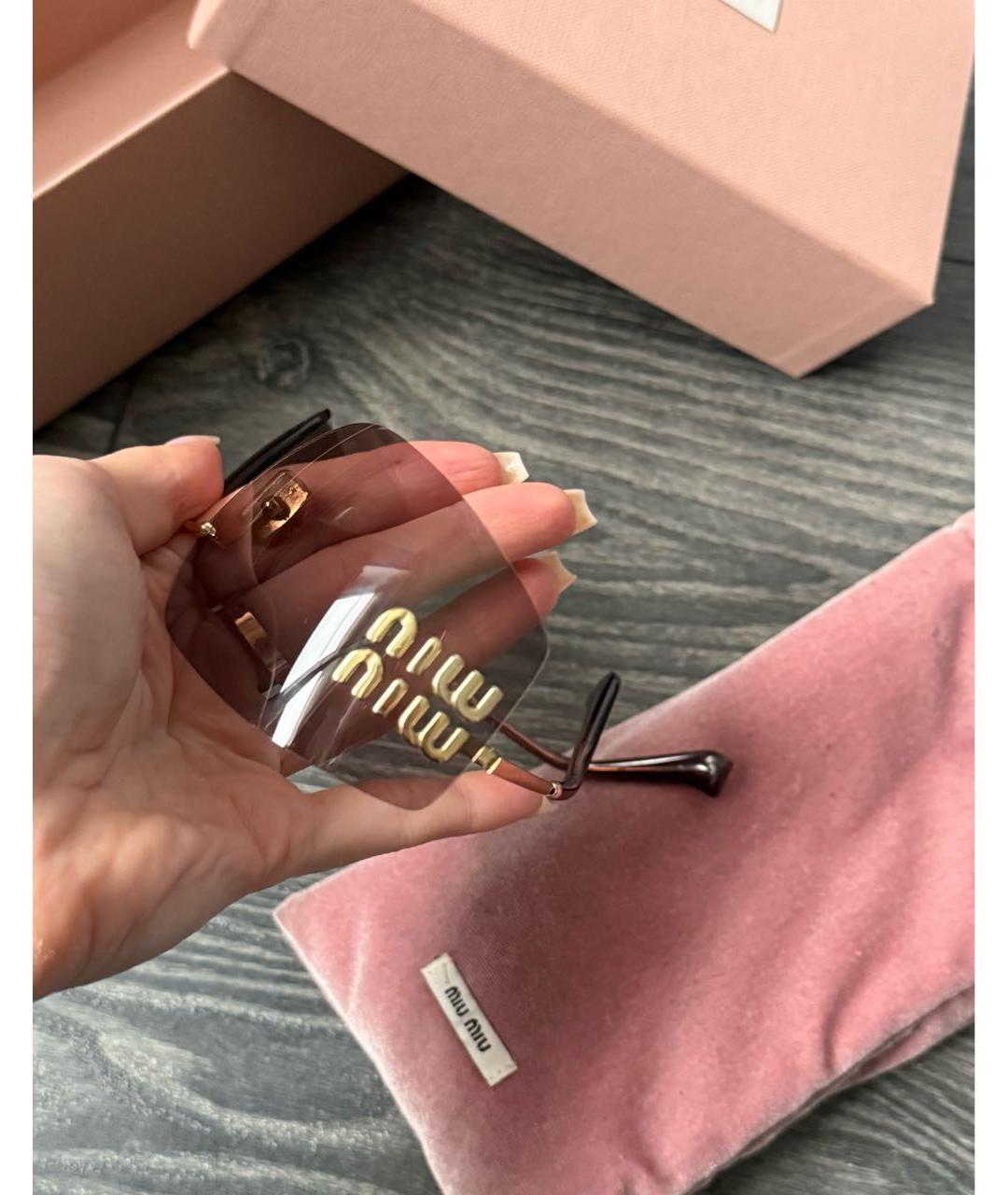 MIU MIU Розовые пластиковые солнцезащитные очки, фото 2