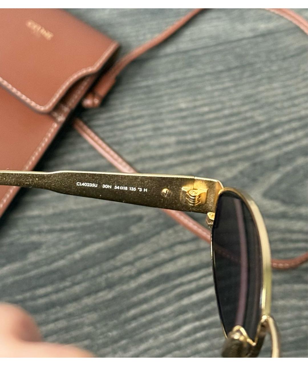 CELINE Золотые металлические солнцезащитные очки, фото 4