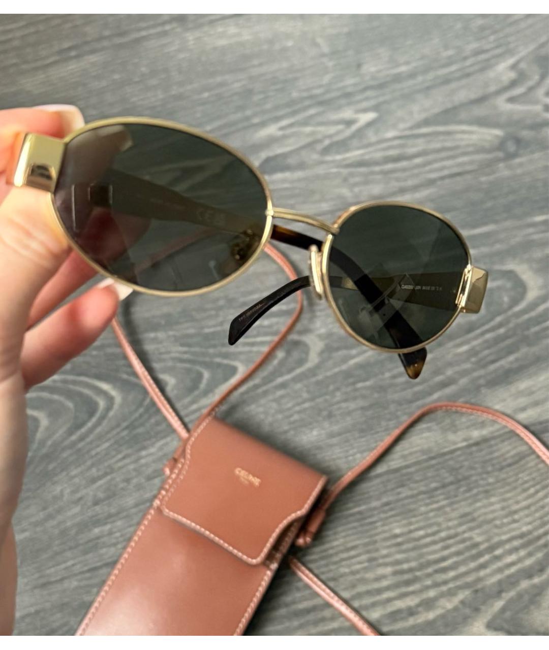 CELINE Золотые металлические солнцезащитные очки, фото 2