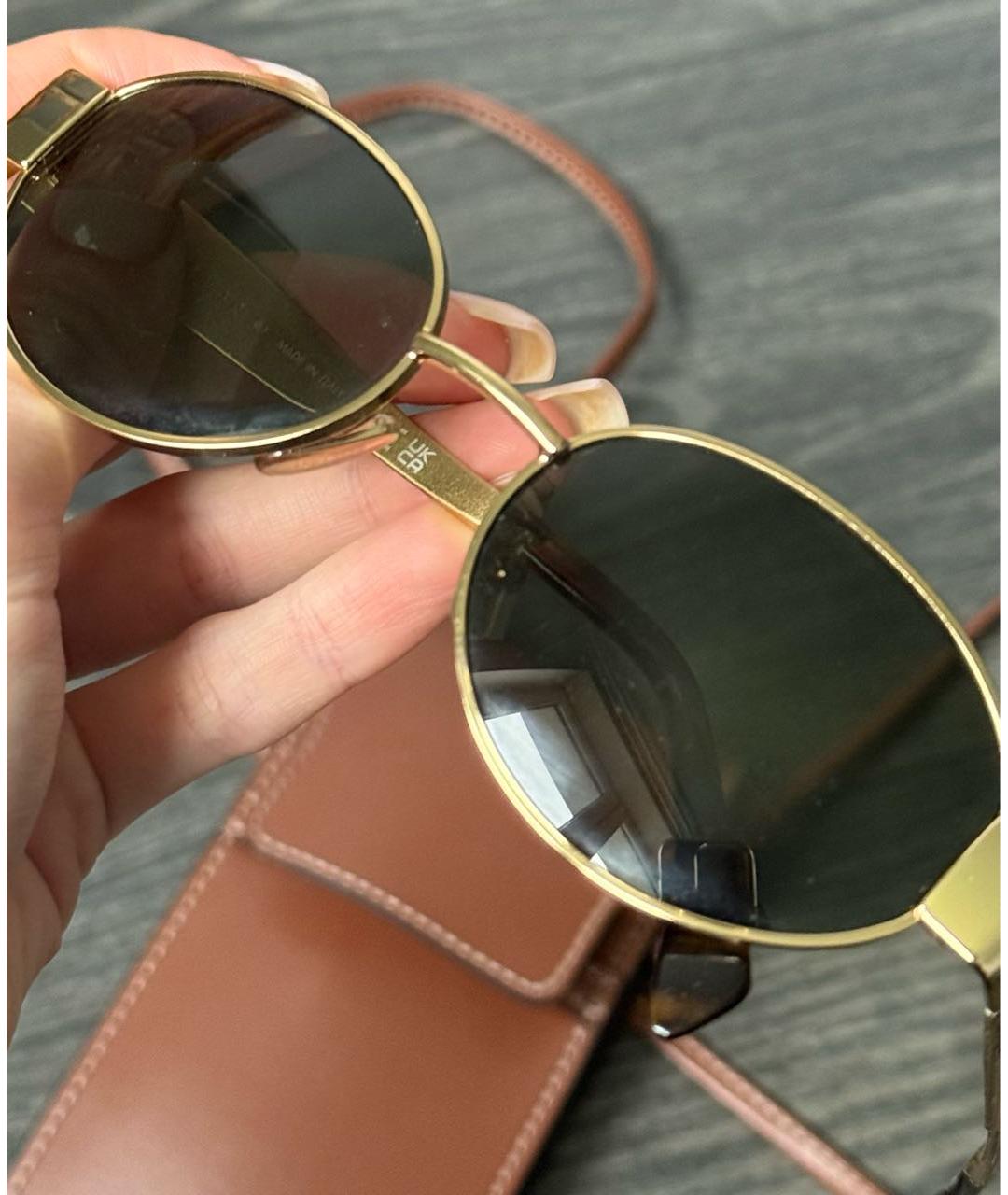 CELINE Золотые металлические солнцезащитные очки, фото 3