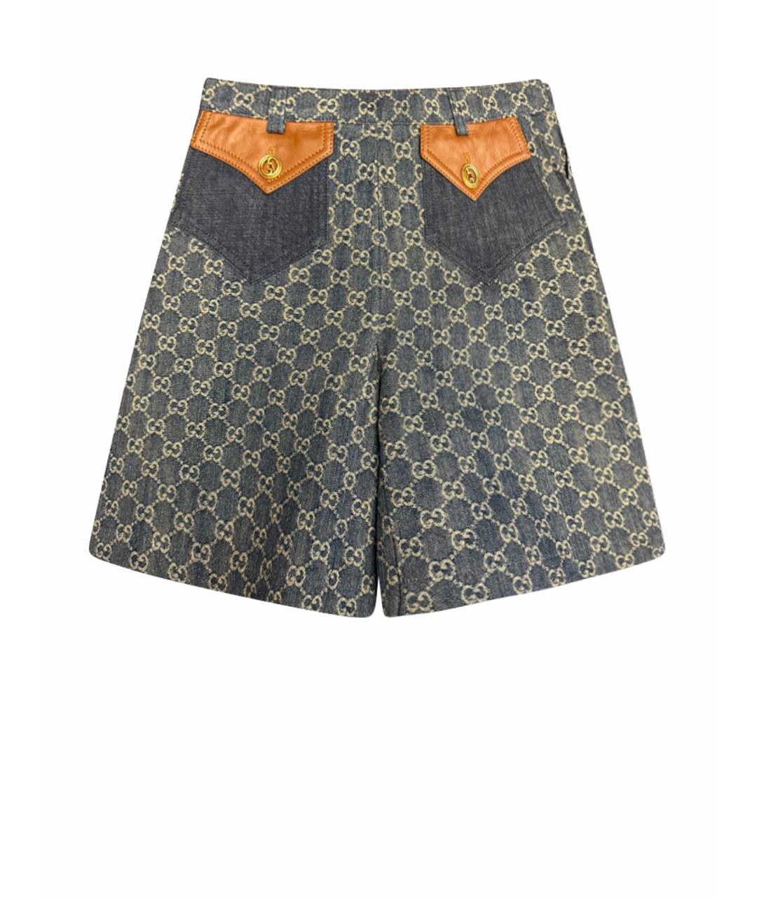 GUCCI Синие хлопко-эластановые шорты, фото 1