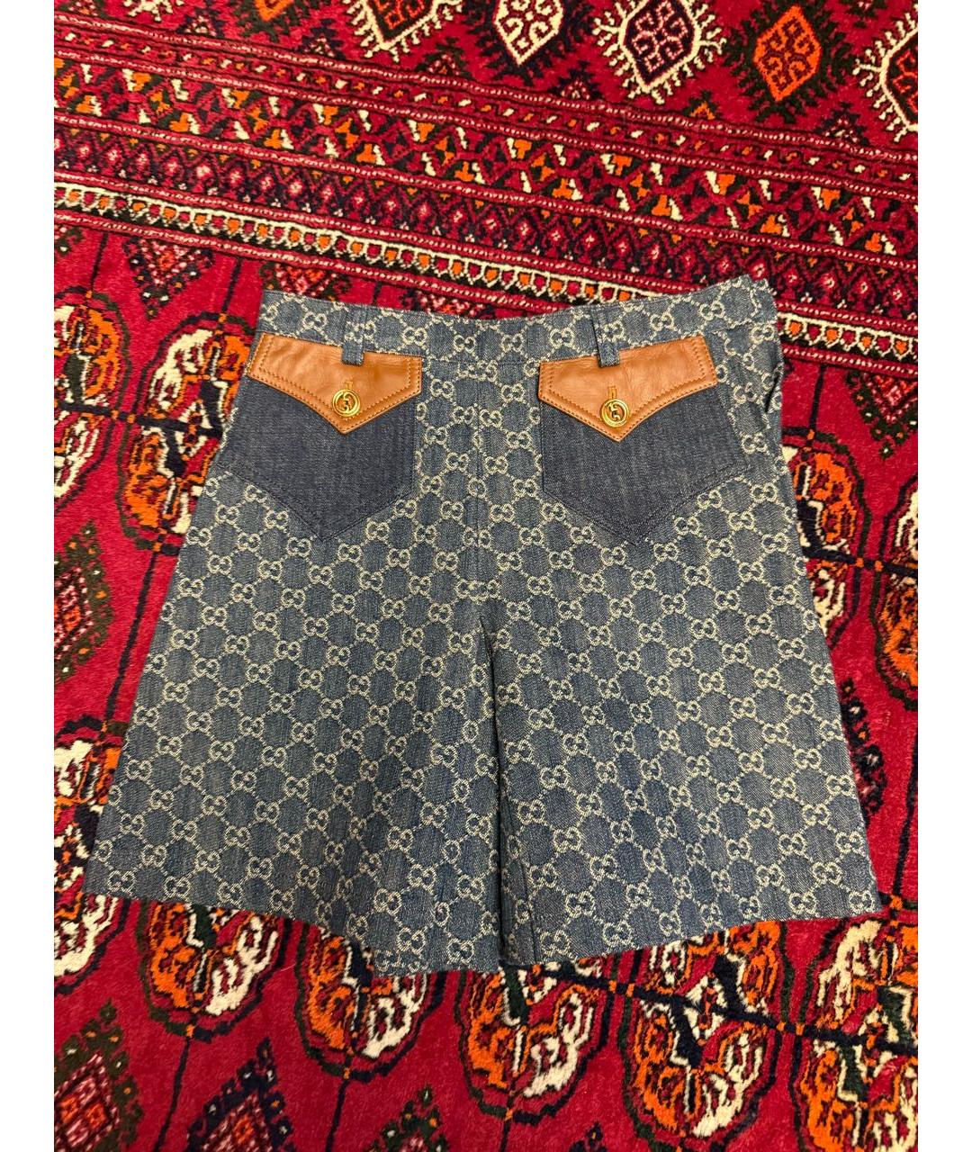 GUCCI Синие хлопко-эластановые шорты, фото 5